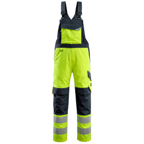 MASCOT® - Davos Latzhose mit Knietaschen MULTISAFE, hi-vis Gelb/Schwarzblau, Größe 76C48