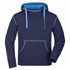 James & Nicholson - Herren Lifestyle Kapuzensweatshirt JN961, navy-blau/carbon, Größe 3XL