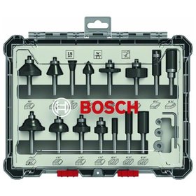 Bosch - 15-teiliges Fräser-Set, 1/4-Zoll Schaft. Für Handfräsen (2607017473)
