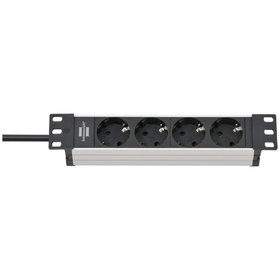 brennenstuhl® - Alu-Line 10" Steckdosenleiste 4-fach für Schaltschränke (2m Kabel)
