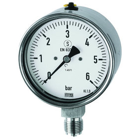 RIEGLER® - Manometer, Edelstahl, Sicherh., G 1/2" radial unten, 0-1,0 bar, Ø 100