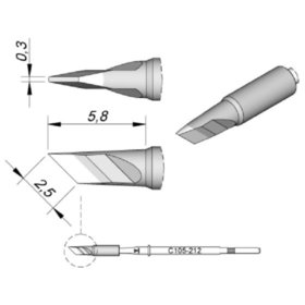 JBC - Lötspitze Serie C105, Klingenform, C105212/2,5 x 0,3mm, High Thermal