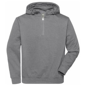 James & Nicholson - Workwear Zip Hoody JN839, hell-melange, Größe M