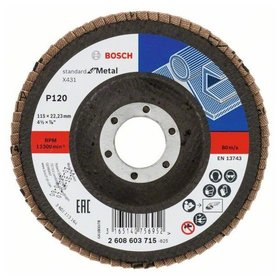 Bosch - Fächerschleifscheibe X431 Standard for Metal, gerade, 115mm, 120, Glasgewebe (2608603715)