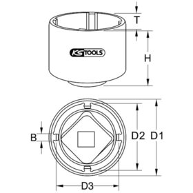 KSTOOLS® - 3/4" Nutmuttern-Schlüssel für Scania mit 4 Zapfen, Innenzapfen Ø 72 mm