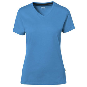 HAKRO - Cotton Tec® Damen V-Shirt 169, malibublau, Größe XS