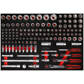 KSTOOLS® - 1/4" + 3/8" + 1/2" Steckschlüssel-Satz in Schaumstoffeinlage, 139-teilig