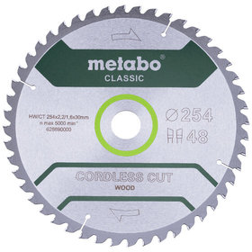 metabo® - Sägeblatt "cordless cut wood - classic", 254x2,2/1,6x30 Z48 WZ 5° (628690000)