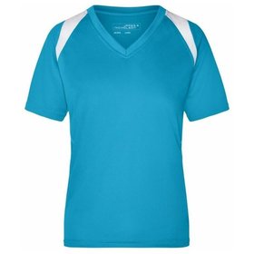 James & Nicholson - Topcool® T-Shirt Damen JN396, türkis/weiß, Größe S