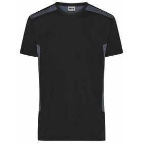 James & Nicholson - Herren BIO Workwear T-Shirt Kontrast JN1824, schwarz/carbon, Größe M