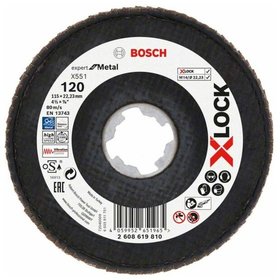 Bosch - X-LOCK-Fächerschleifscheibe X551, Expert for Metal, K: 120, Scheibend.: 115 mm (2608619810)