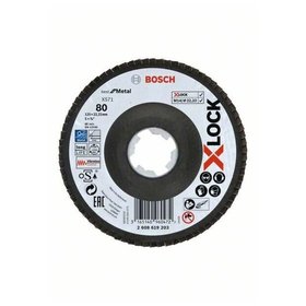 Bosch - X-LOCK Fächerschleifscheibe, X571, Best for Metal, abgewinkelt Ø125 mm K 80, 1St (2608619203)