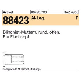 Blindniet-Muttern ART 88423 Alu-Legierung Flako M 8 / 3,0 - 6,0 S