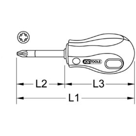 KSTOOLS® - ERGOTORQUE Schraubendreher, kurz, PZ2