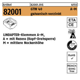 LINDAPTER-Klemmen ART 82001 GT A MM 8 galv. verzinkt, mittel S