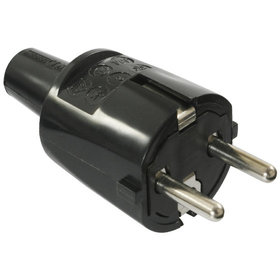 as® Schwabe - PVC-Schutzkontakt-Stecker, schwarz doppelter Schut zkontakt max. Querschnitt 1,5mm², 230V/16A, IP20