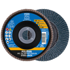 PFERD - POLIFAN Fächerscheibe PFC 125x22,23 mm konisch Z60 Uni.-Linie PSF STEELOX Stahl/Edelstahl (10)