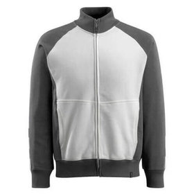 MASCOT® - Sweatshirt mit Reißverschluss UNIQUE, Weiß/Dunkelanthrazit, Größe S