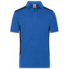 James & Nicholson - Herren BIO Workwear Poloshirt Kontrast JN1826, königs-blau/navy-blau, Größe 3XL