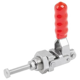 KIPP - SCHUBSTANGENSPANNER STANDARD, OHNE KONSOLE, F2=1000, EDELSTAHL BLANK, KOMP:KUNSTSTOFF ROT