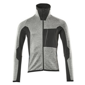 MASCOT® - Fleecepullover mit Reißverschluss ADVANCED, Grau-meliert/Schwarz, Größe 2XL