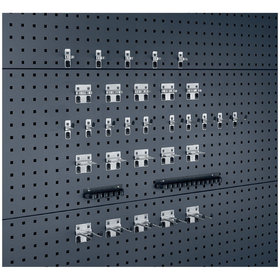 bott - perfo Sortiment mit 32 Teilen, 15 Haken, 10 Werkzeugklemmen, 7 Halter