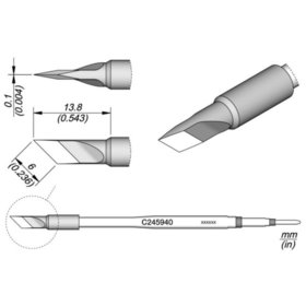 JBC - Lötspitze Serie C245 Klingenform, C245940/6,0 mm, abgewinkelt