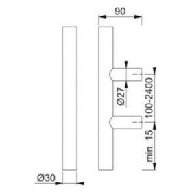 HOPPE® - Stoßgriff E5011,BA 800,L 1.000,Ø 30,F69