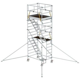 MUNK Günzburger Steigtechnik - Rollgerüst SG 1,35 x 1,80 m mit Schrägaufstiegen & Ausleger Plattformhöhe 4,47 m