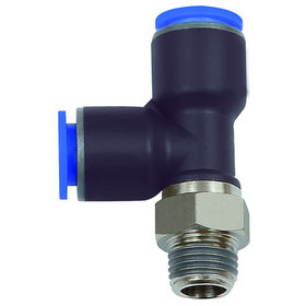 RIEGLER® - T-Steckverschraubung »Blaue Serie«, L-Form, drehbar, R 3/8" A, Ø6mm