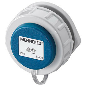 MENNEKES - Schuko Anbausteckdose, IP68, grau/blau, ovaler Flansch