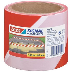 tesa® - Absperrband, rot/weiß,100m x 80mm