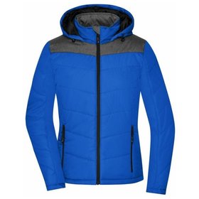 James & Nicholson - Damen Winterjacke Materialmix JN1133, königs-blau/anthrazit-melange, Größe XXL