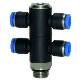 RIEGLER® - T-Mehrfachverteiler »Blaue Serie«, 4-fach, drehbar, G 1/8" A Ø4mm