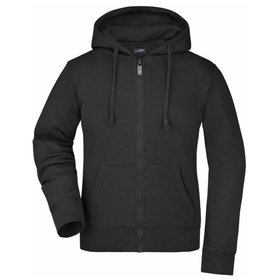 James & Nicholson - Damen Kapuzen Sweatjacke JN053, schwarz, Größe XL