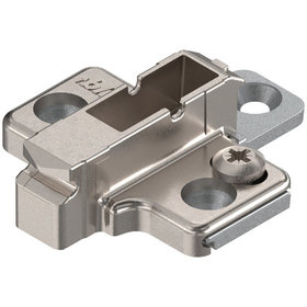 Blum - CLIP Montageplatte, kreuz, 6 mm, Zink, Systemschrauben, HV: 2-teilig, vernickelt