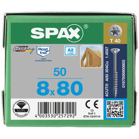 SPAX® - Senkkopfschrauben selbstschneidend Edelstahl A2 beschichtet silber 8 x 80