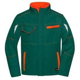 James & Nicholson - Softshell Workwear Jacke JN851, dunkelgrün/orange, Größe L