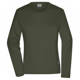 James & Nicholson - Damen Bio Workwear Langarm Shirt JN1839, oliv, Größe L