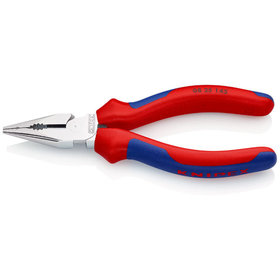 KNIPEX® - Spitz-Kombizange verchromt, mit Mehrkomponenten-Hüllen 145 mm 0825145