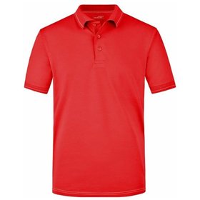 James & Nicholson - Herren Poloshirt Elastic JN569, rot/weiß, Größe XL