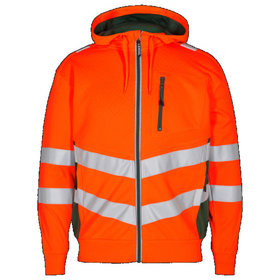 Engel - Safety Sweatcardigan 8025-241, Warnorange/Grün, Größe 4XL