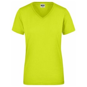 James & Nicholson - Damen Workwear T-Shirt Signal JN1837, neon-gelb, Größe XS