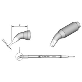 JBC - Lötspitze Serie C245 Meißelform, C245946/2,2 x 1,0mm, gebogen