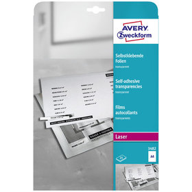 AVERY™ Zweckform - 3482 Transparente, selbstklebende Folien, A4, einseitig beschichtet, 25 Bogen