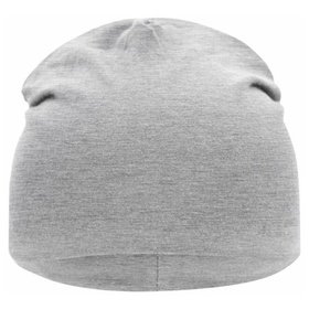 James & Nicholson - Jersey Beanie MB7100, grau-melange, Einheitsgröße