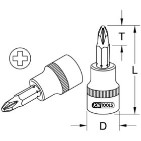 KSTOOLS® - BRONZEplus Bit-Stecknuss 1/2" PH1