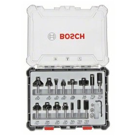 Bosch - 15-teiliges Fräser-Set, 6-mm-Schaft. Für Handfräsen (2607017471)