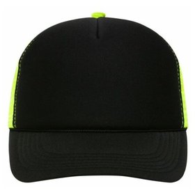 James & Nicholson - 5 Panel Retro Mesh Cap MB6550, schwarz/neon-gelb, Einheitsgröße