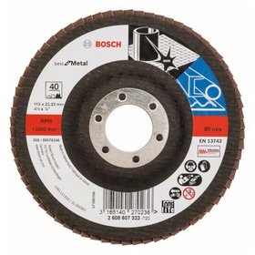 Bosch - Fächerschleifscheibe X571, Best for Metal, gerade, 115mm, 40, Glasgewebe (2608607322)